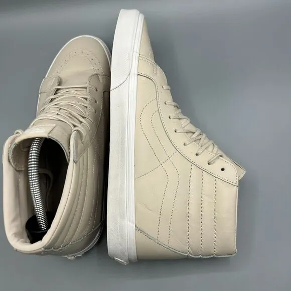 Vans High Top Nude Leather Sneakers Trainers Mens Size 12
