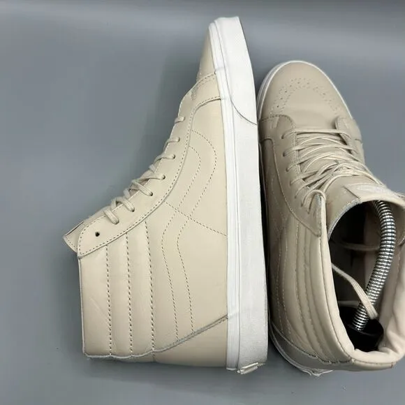 Vans High Top Nude Leather Sneakers Trainers Mens Size 12