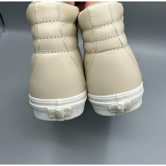 Vans High Top Nude Leather Sneakers Trainers Mens Size 12