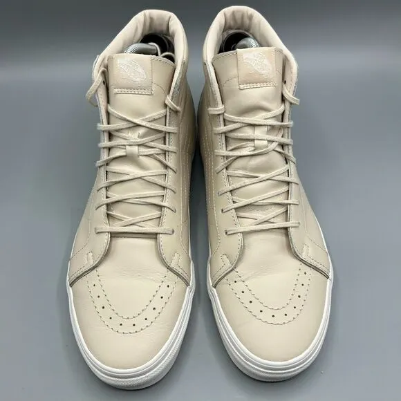 Vans High Top Nude Leather Sneakers Trainers Mens Size 12