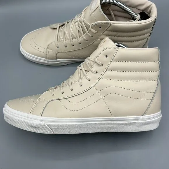 Vans High Top Nude Leather Sneakers Trainers Mens Size 12