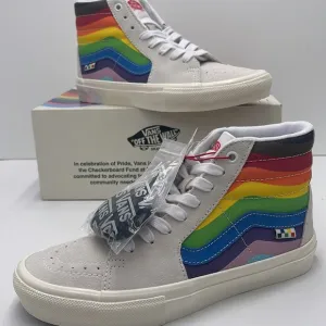 Vans Men’s Rainbow High-Top Sneakers Skate Sk8-HiPride White/MultiVN0A5…
