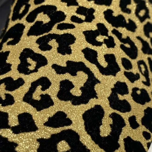 Vans Off The Wall Cheetah Leopard Print Slip On Shoes Juniors 4 Metallic Glitter