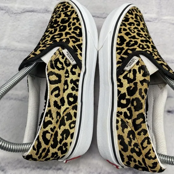 Vans Off The Wall Cheetah Leopard Print Slip On Shoes Juniors 4 Metallic Glitter