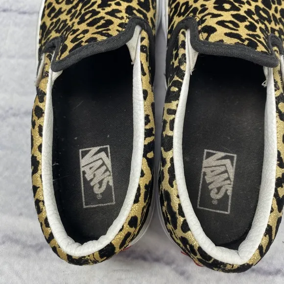 Vans Off The Wall Cheetah Leopard Print Slip On Shoes Juniors 4 Metallic Glitter