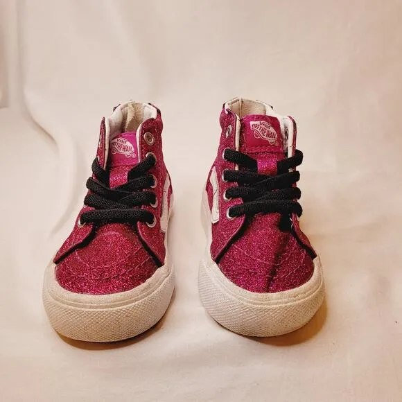 Vans pink glitter high top girls toddler sneakers