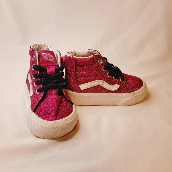 Vans pink glitter high top girls toddler sneakers