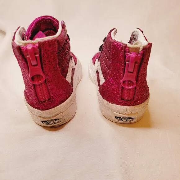Vans pink glitter high top girls toddler sneakers