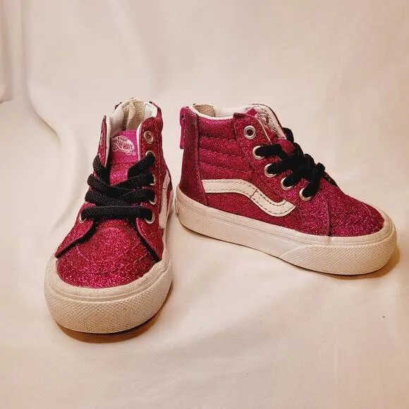 Vans pink glitter high top girls toddler sneakers