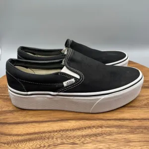 Vans Shoes Classic Slip-On Stacked Platform Mens 8.5 Black Comfort Lift Sneakers