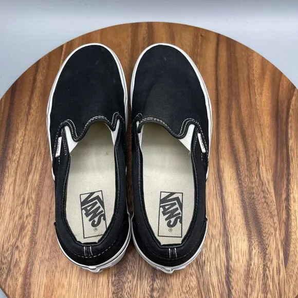 Vans Shoes Classic Slip-On Stacked Platform Mens 8.5 Black Comfort Lift Sneakers