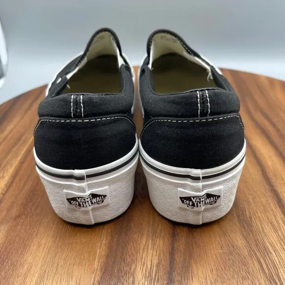 Vans Shoes Classic Slip-On Stacked Platform Mens 8.5 Black Comfort Lift Sneakers