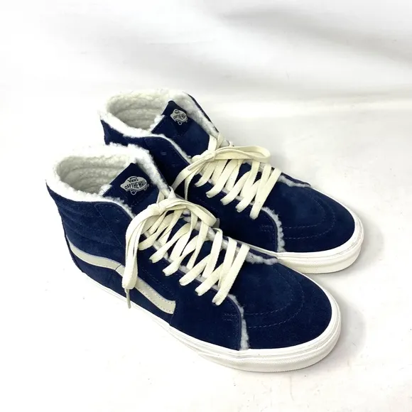 VANS Sk8-Hi Cozy Hug Shoes Skate Suede Faux Fur Navi Women's Casual VN0005U9JDU