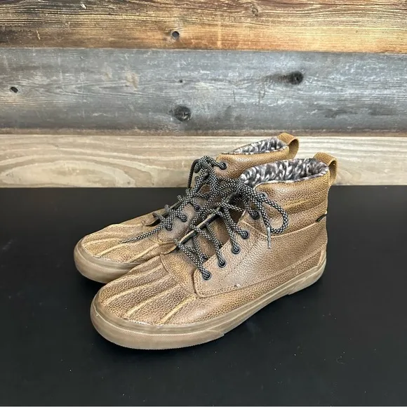 Vans Sk8-Hi Del Pato MTE Brown Gum Leather Fleece Lined Boots Mens 9 Womens 10.5