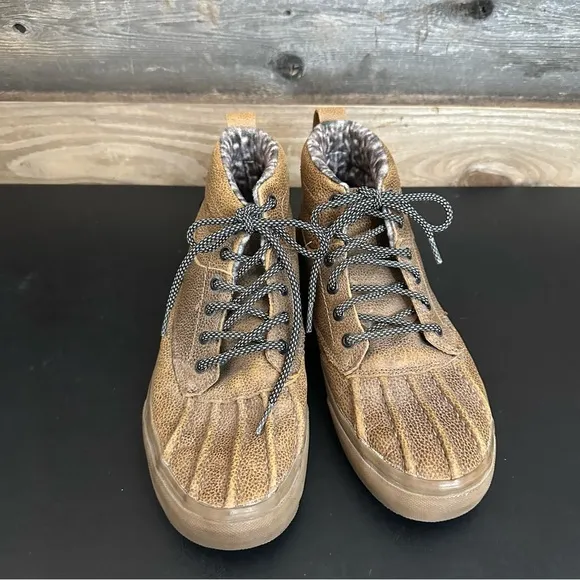 Vans Sk8-Hi Del Pato MTE Brown Gum Leather Fleece Lined Boots Mens 9 Womens 10.5