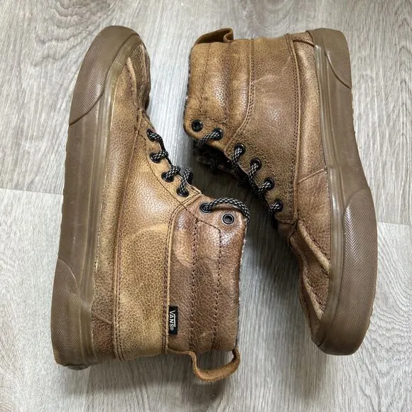 Vans SK8-Hi Del Pato MTE Mens 9 Brown Gum Leather Fleece Lined Boot Shoes