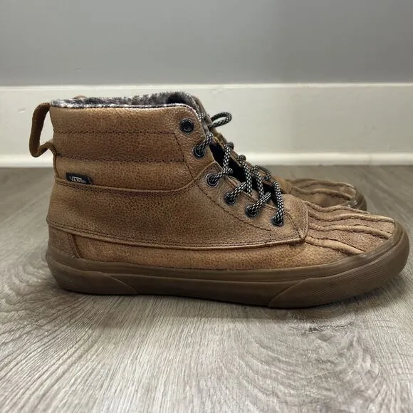 Vans SK8-Hi Del Pato MTE Mens 9 Brown Gum Leather Fleece Lined Boot Shoes