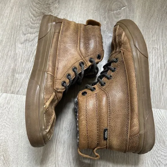 Vans SK8-Hi Del Pato MTE Mens 9 Brown Gum Leather Fleece Lined Boot Shoes