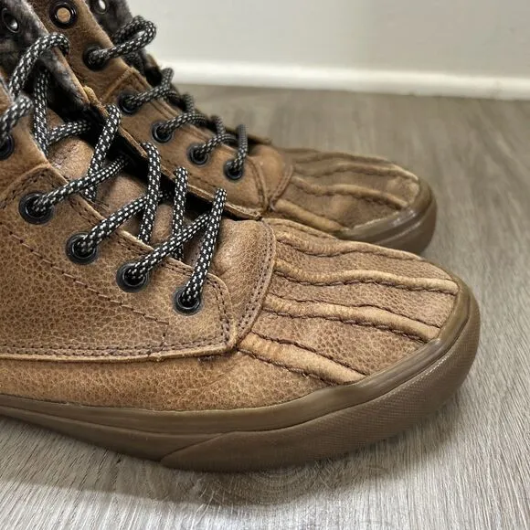 Vans SK8-Hi Del Pato MTE Mens 9 Brown Gum Leather Fleece Lined Boot Shoes