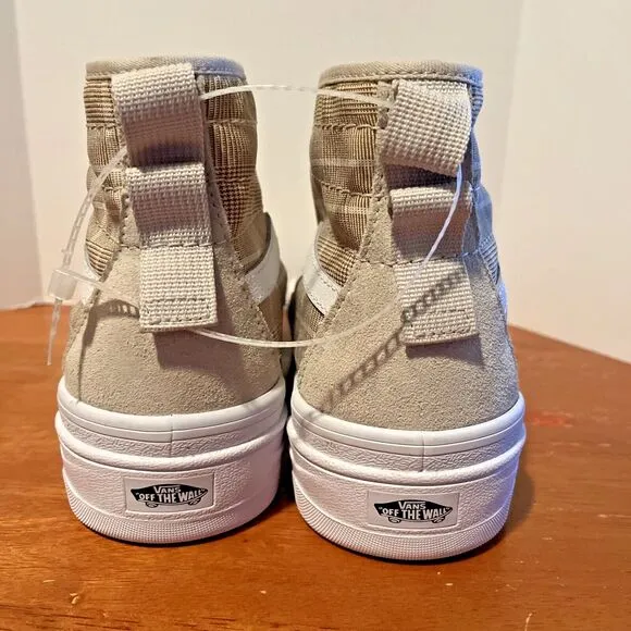 Vans SK8-Hi Sentry Men 6.5 Women 8 Waffle Cup Plaid High Top Tan Sneakers 721454