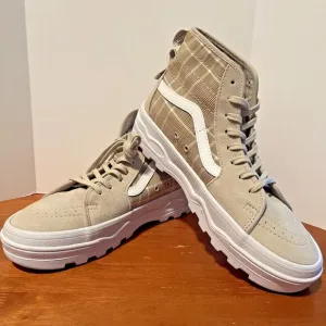 Vans SK8-Hi Sentry Men 6.5 Women 8 Waffle Cup Plaid High Top Tan Sneakers 721454