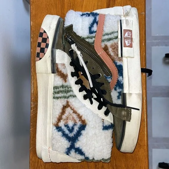VANS SK8 HI REISSUE CAP MIXED TEXTILE ZIPPER FUR INDIAN WHITE SIZE 5/6.5
