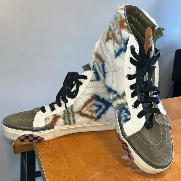 VANS SK8 HI REISSUE CAP MIXED TEXTILE ZIPPER FUR INDIAN WHITE SIZE 5/6.5