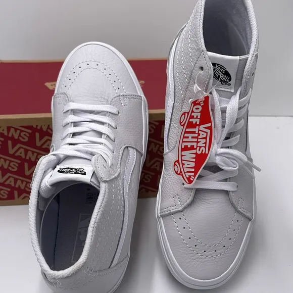 Vans WMNS White High-Top Sneakers Sk8-Hi TaperedLeather Nimbus Cloud