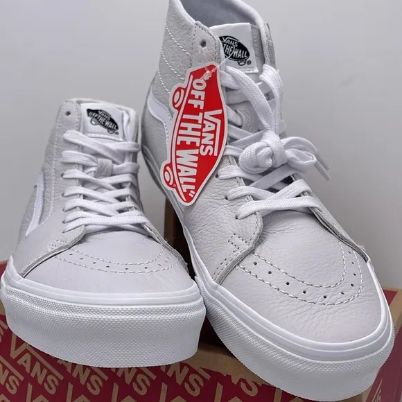 Vans WMNS White High-Top Sneakers Sk8-Hi TaperedLeather Nimbus Cloud
