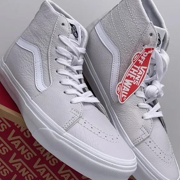 Vans WMNS White High-Top Sneakers Sk8-Hi TaperedLeather Nimbus Cloud