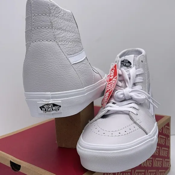 Vans WMNS White High-Top Sneakers Sk8-Hi TaperedLeather Nimbus Cloud