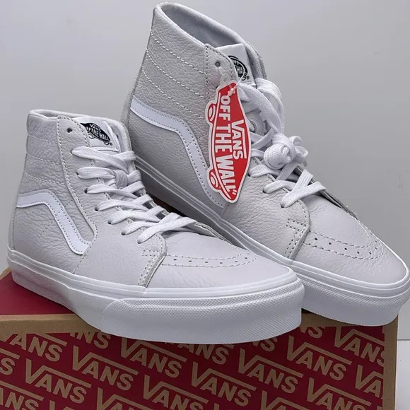 Vans WMNS White High-Top Sneakers Sk8-Hi TaperedLeather Nimbus Cloud