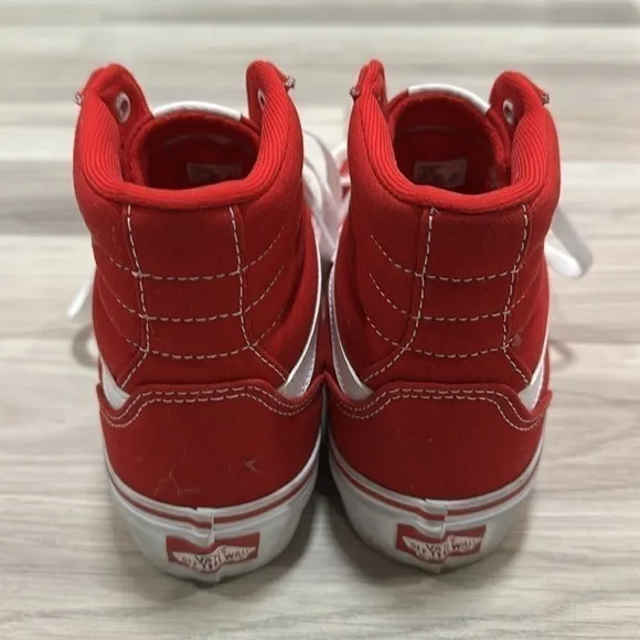 VANS Women’s Red/White Classic High-Top Sneakers Size 9