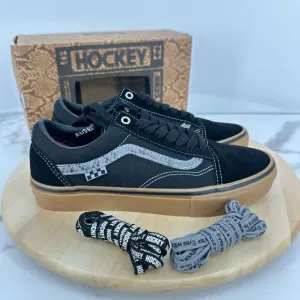 Vans x Hockey Old Skool Skate Shoes Black Snake Sneakers Men's Size 8 NEW
