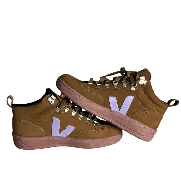 VEJA Nubuck Brown Lavender Roraima High Top Sneaker Size 8