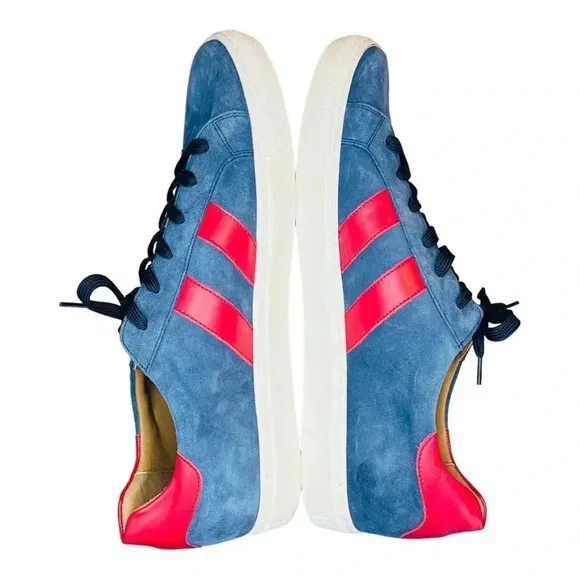 VELLAPAIS DUBOCE SUEDE‎ SNEAKER NAVY &amp; RED LEATHER ACCENTS NEVER WORN SIZ…