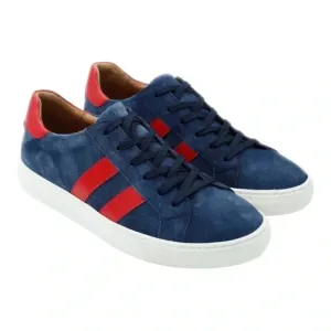 VELLAPAIS DUBOCE SUEDE‎ SNEAKER NAVY &amp; RED LEATHER ACCENTS NEVER WORN SIZ…
