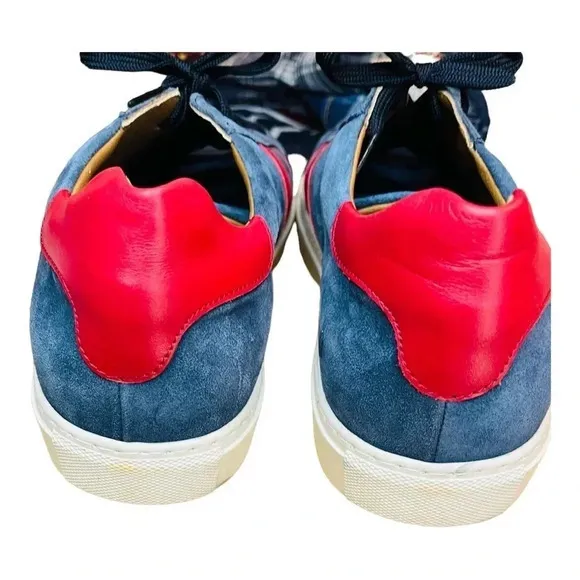 VELLAPAIS DUBOCE SUEDE‎ SNEAKER NAVY &amp; RED LEATHER ACCENTS NEVER WORN SIZ…