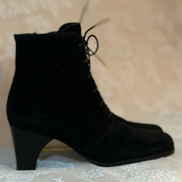 Vero Cuoio || Luxury Italian Leather Steampunk Lace Up Heeled Granny Boots 7.5