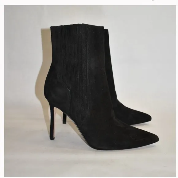 VERONICA BEARD Lisa Suede Stiletto-Heel Ankle Boots black pointed toe bootie 7M