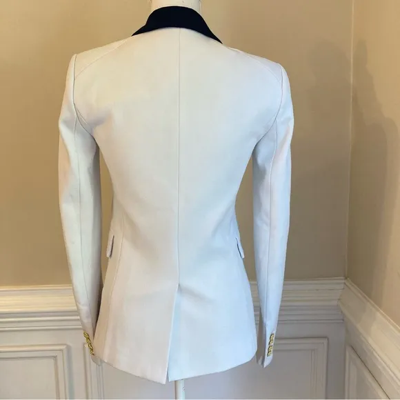 VERONICA BEARD Putty Stone Gray Black Double Breasted Blazer Jacket
