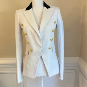 VERONICA BEARD Putty Stone Gray Black Double Breasted Blazer Jacket