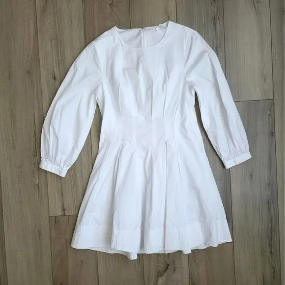 Veronica Beard Torres White Poplin Long Sleeve Mini Dress Women Sz 10
