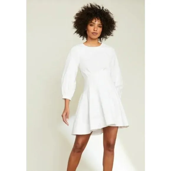 Veronica Beard Torres White Poplin Long Sleeve Mini Dress Women Sz 10