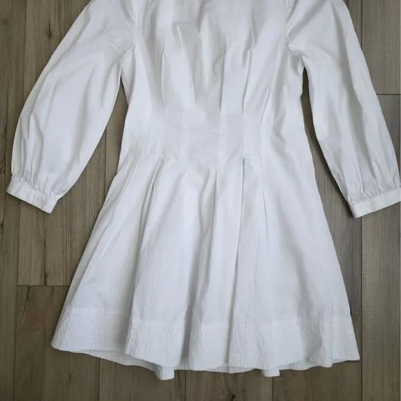 Veronica Beard Torres White Poplin Long Sleeve Mini Dress Women Sz 10