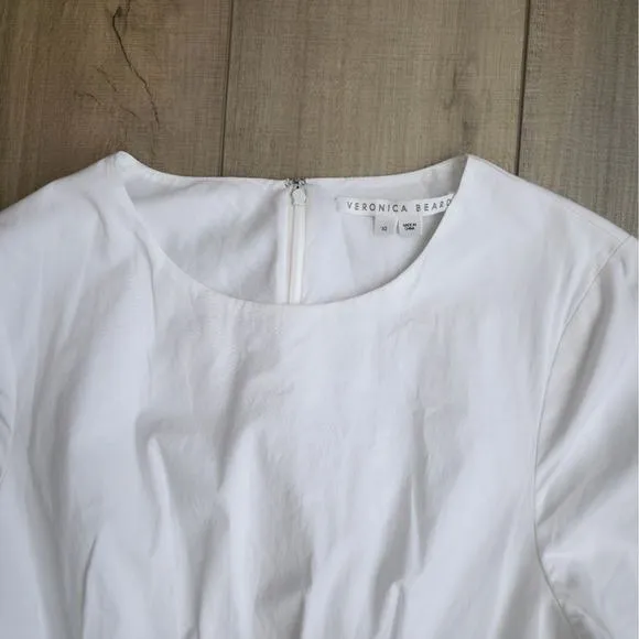 Veronica Beard Torres White Poplin Long Sleeve Mini Dress Women Sz 10