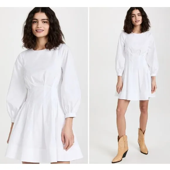 Veronica Beard Torres White Poplin Long Sleeve Mini Dress Women Sz 10