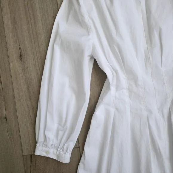 Veronica Beard Torres White Poplin Long Sleeve Mini Dress Women Sz 10