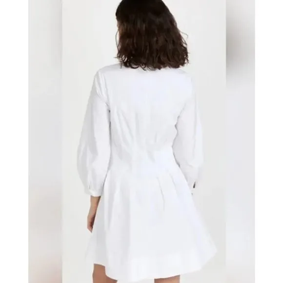 Veronica Beard Torres White Poplin Long Sleeve Mini Dress Women Sz 10