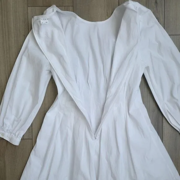 Veronica Beard Torres White Poplin Long Sleeve Mini Dress Women Sz 10